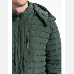 ZIELONA pikowana MĘSKA KURTKA z odpinanym kapturem MORAJ